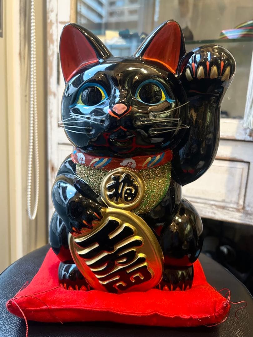 運気上昇&良縁を招く⭐︎招き猫⭐︎常滑焼⭐︎黒⭐︎左手あげ⭐︎貯金箱⭐︎福猫