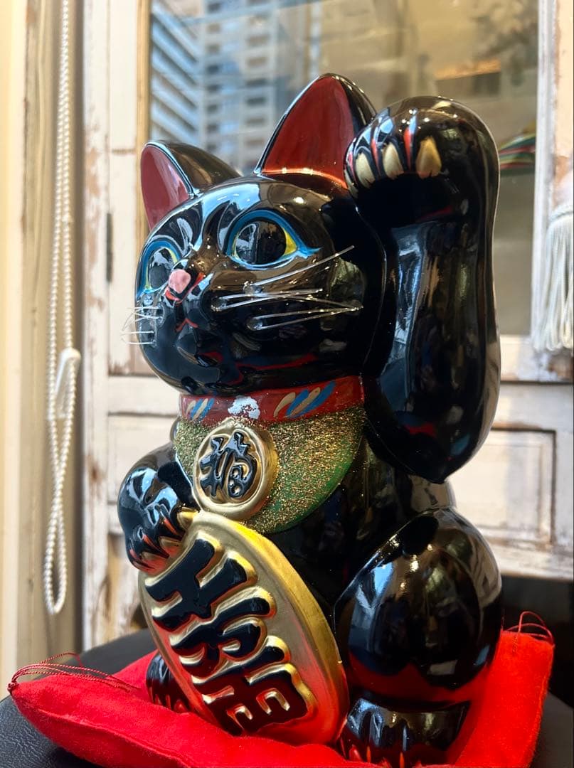 運気上昇&良縁を招く⭐︎招き猫⭐︎常滑焼⭐︎黒⭐︎左手あげ⭐︎貯金箱⭐︎福猫