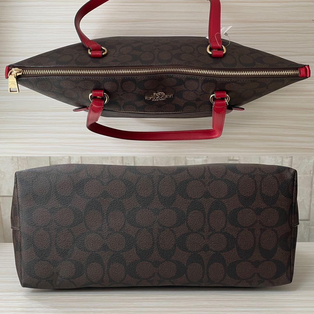 早い者勝ち！訳あり新品 COACH トートバッグ シグネチャー柄 ブラウン