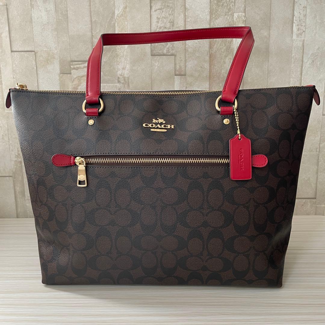 早い者勝ち！訳あり新品 COACH トートバッグ シグネチャー柄 ブラウン