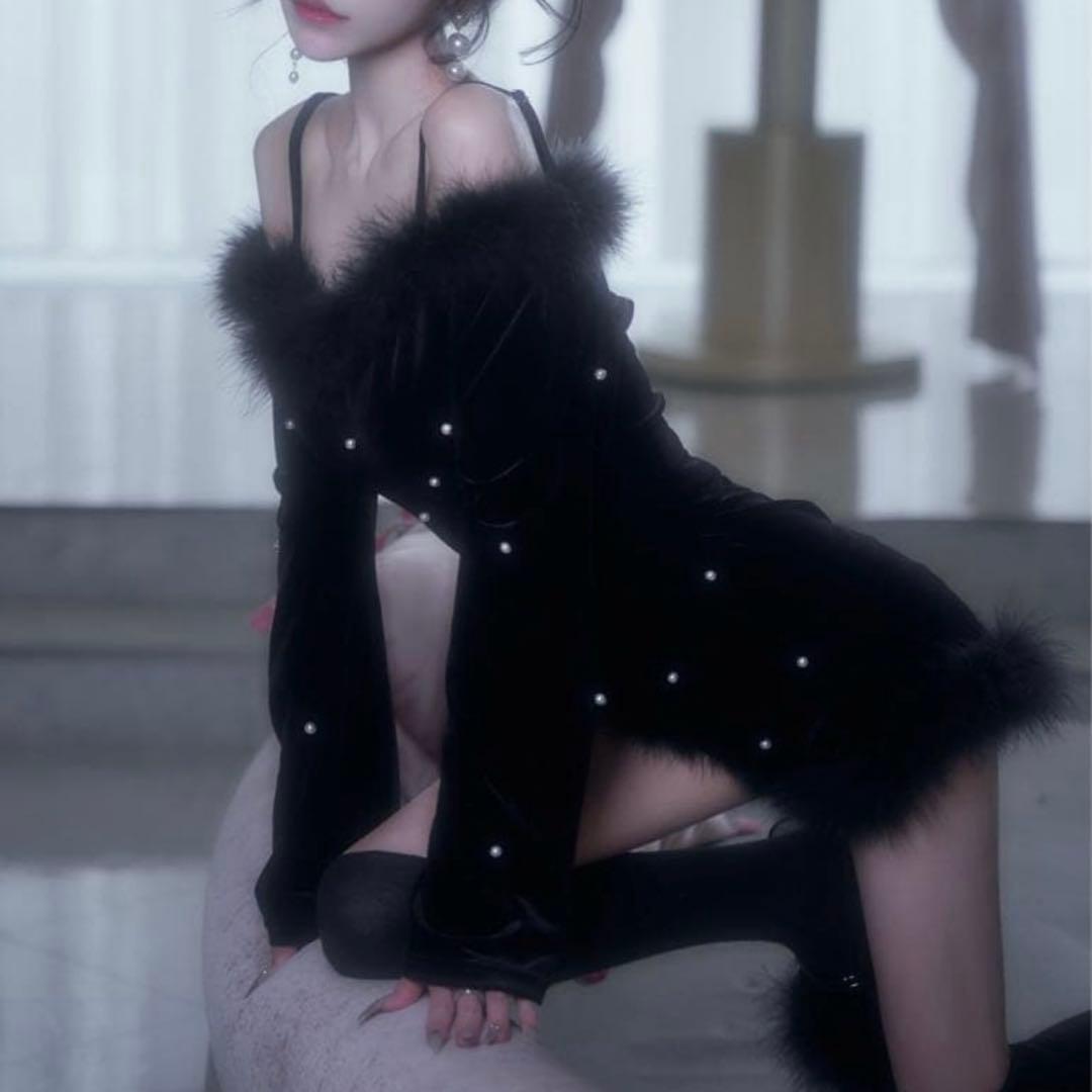 ベリアミミ BELEARMIMI デザインパールベロアコンビネゾン