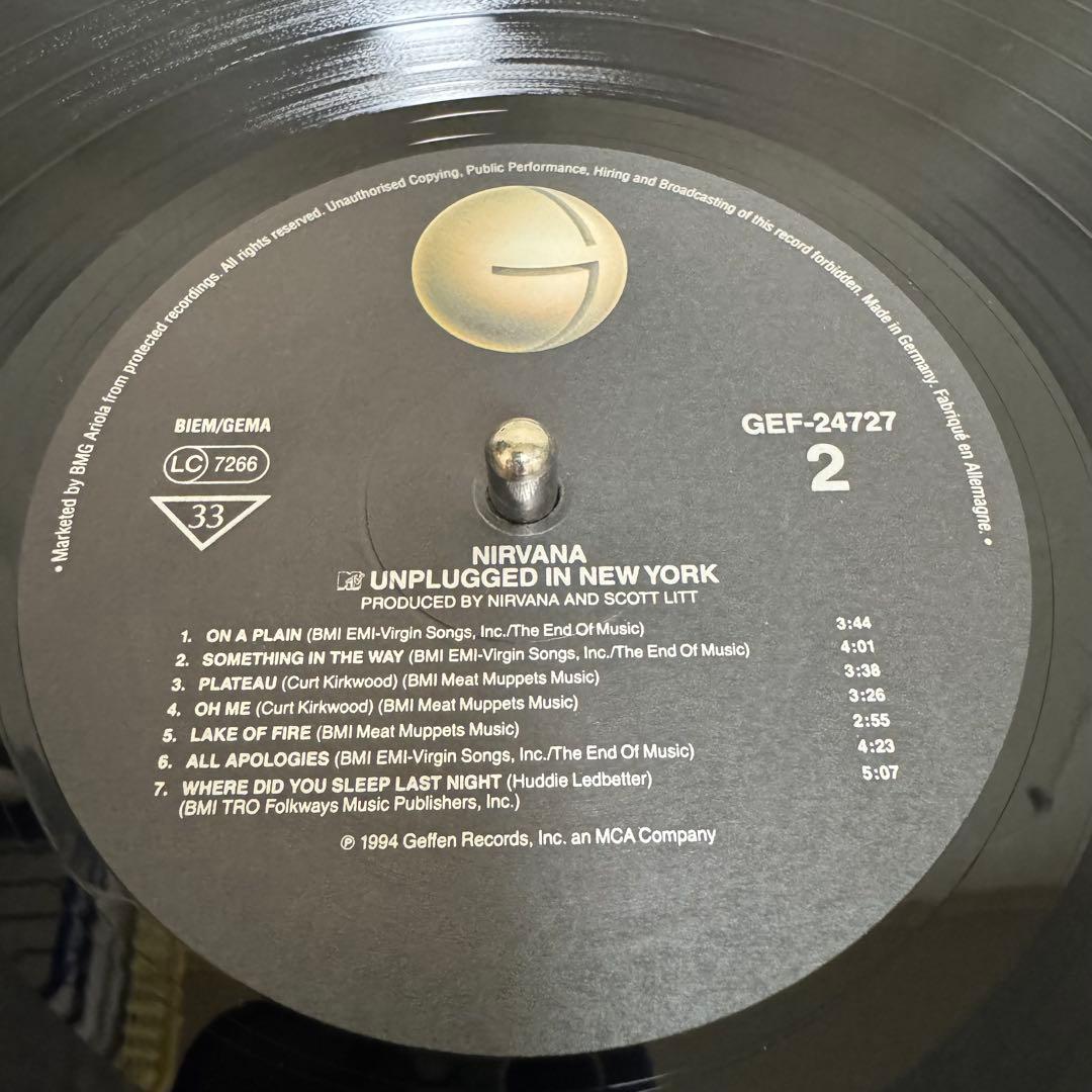 NIRVANA / UNPLUGGED IN NEW YORK EU盤レコード