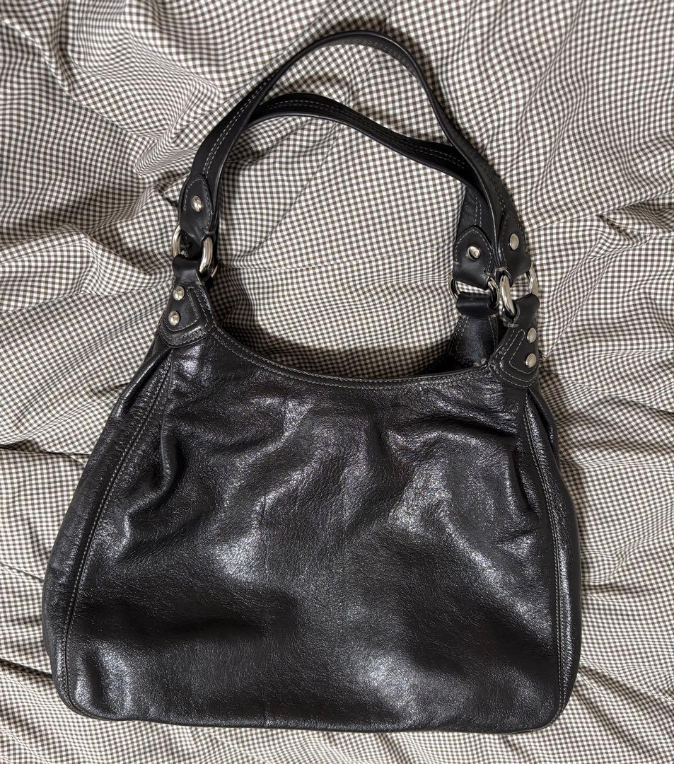 COACH 黒　レザー　ショルダーバッグ