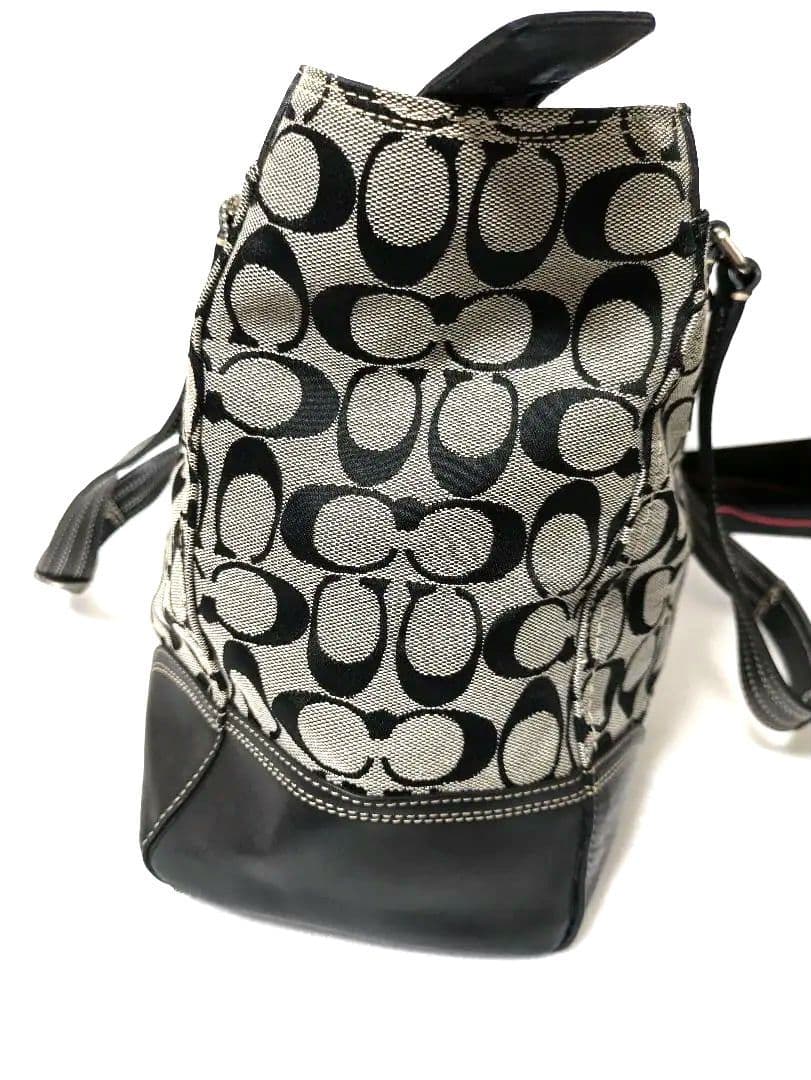 極美品 コーチ シグネチャートートバッグ ターンロック レザー キャンバス A4