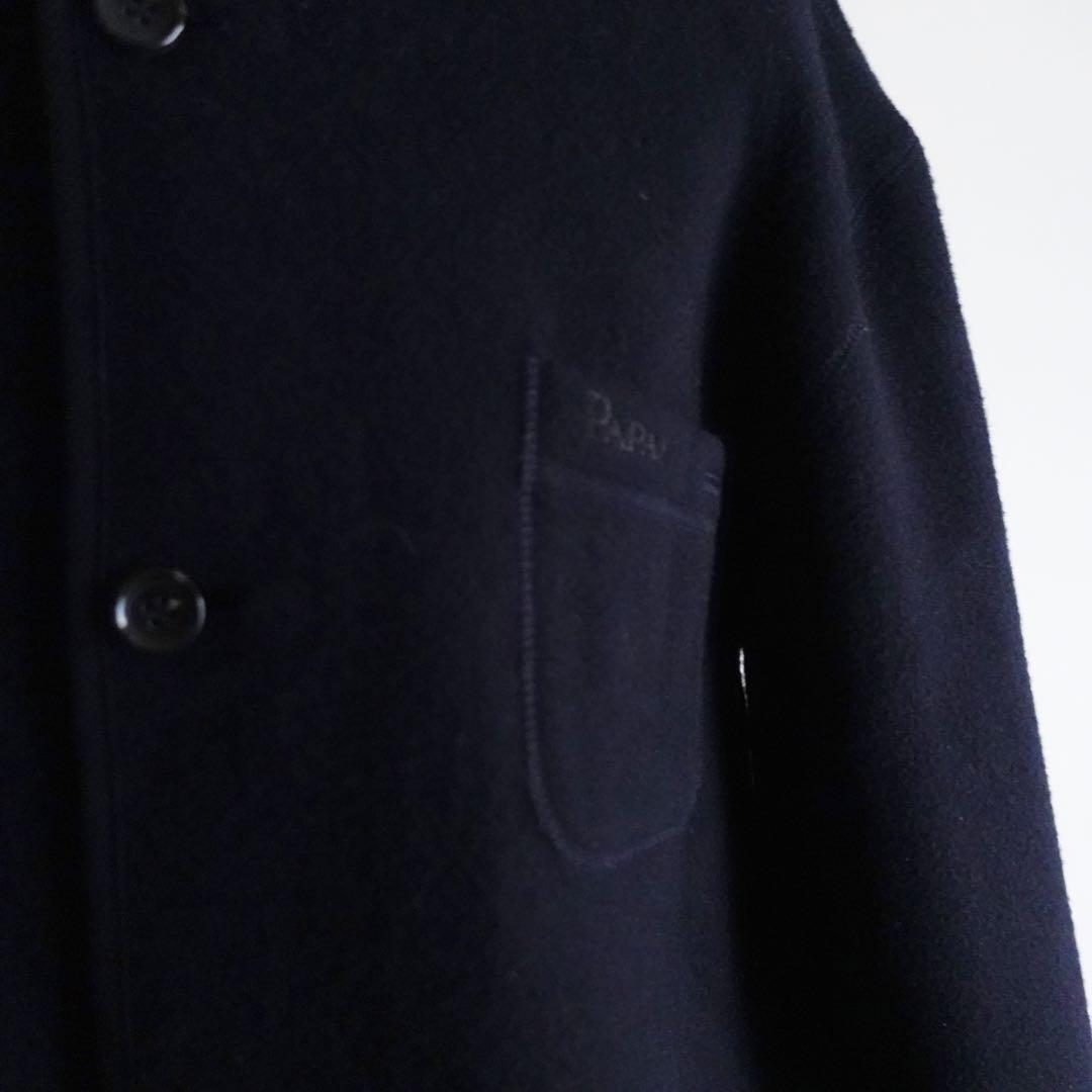 【極美品】Papas ウールフランネル　マオカラージャケット　ダークネイビー