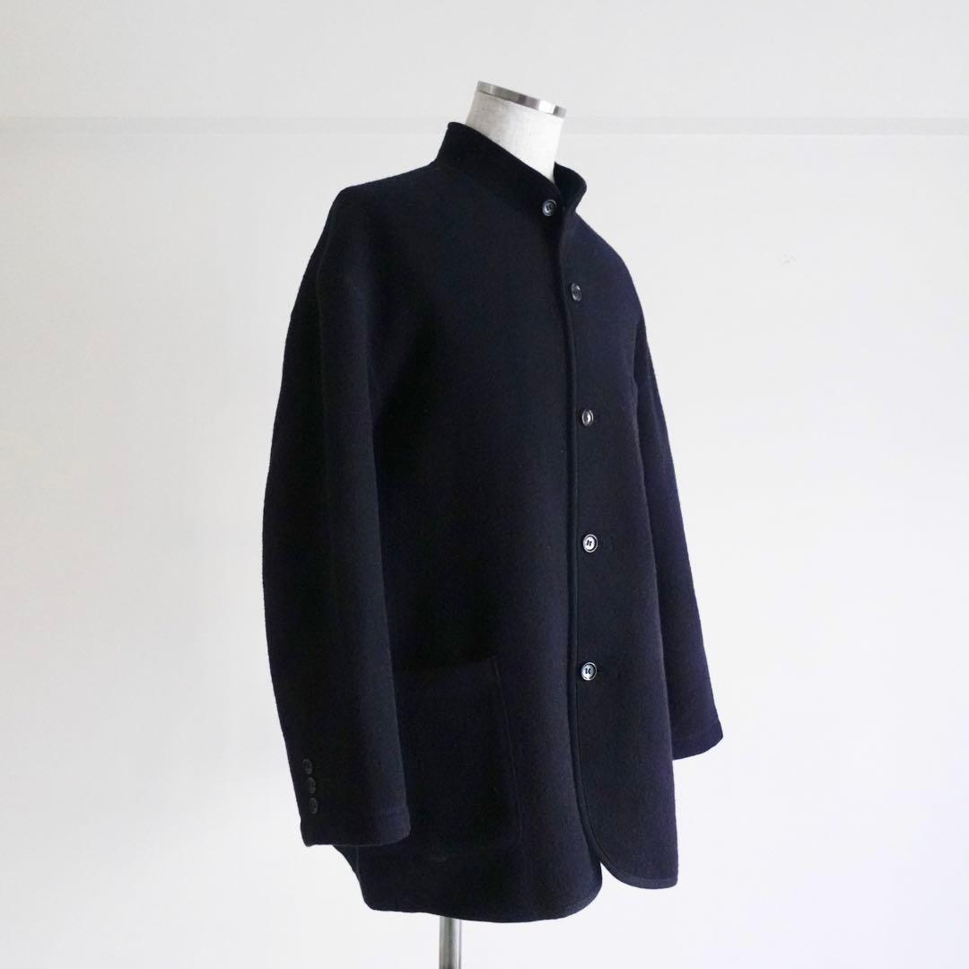 【極美品】Papas ウールフランネル　マオカラージャケット　ダークネイビー