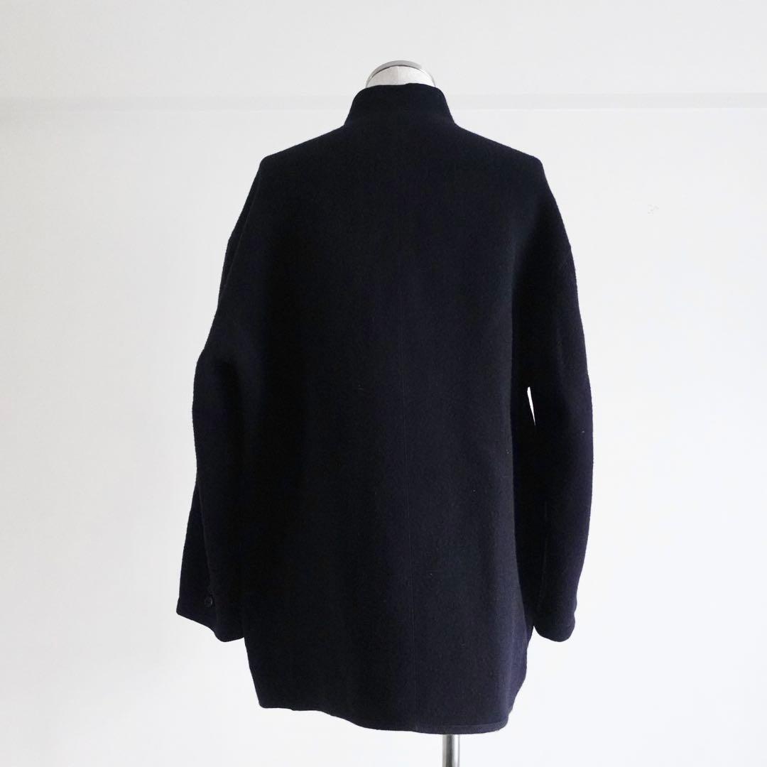 【極美品】Papas ウールフランネル　マオカラージャケット　ダークネイビー