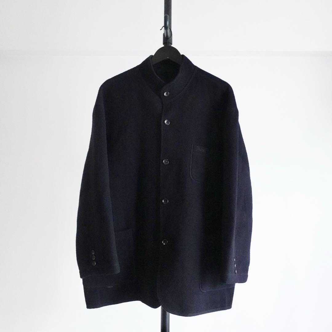 【極美品】Papas ウールフランネル　マオカラージャケット　ダークネイビー