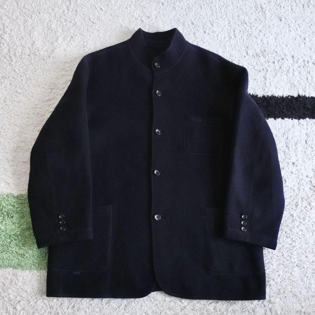 【極美品】Papas ウールフランネル　マオカラージャケット　ダークネイビー