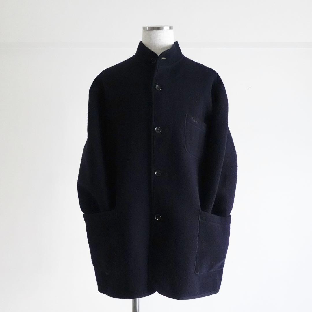 【極美品】Papas ウールフランネル　マオカラージャケット　ダークネイビー