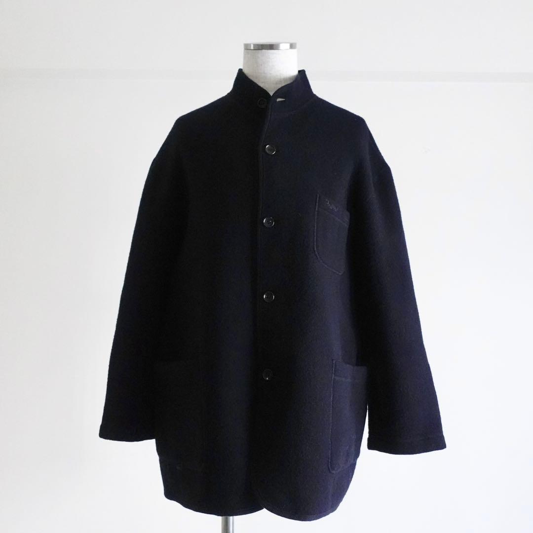 【極美品】Papas ウールフランネル　マオカラージャケット　ダークネイビー