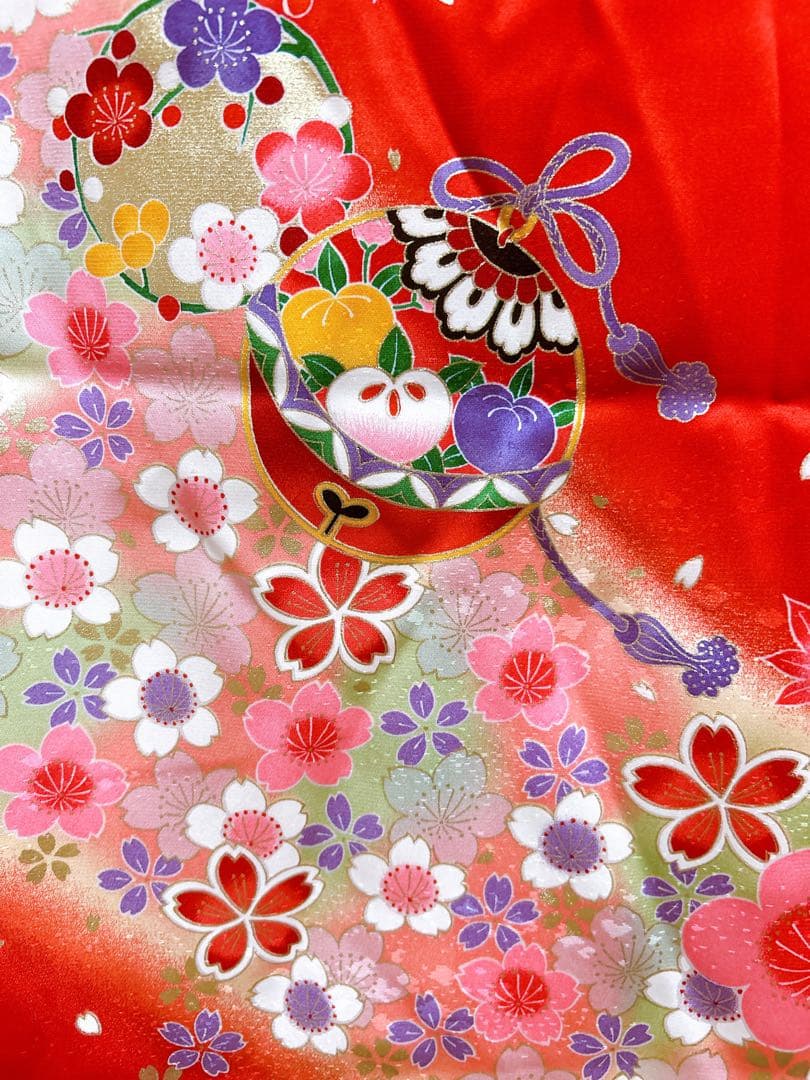 正絹着物フルセット♡七五三　7歳　女の子　一式　赤系　黒