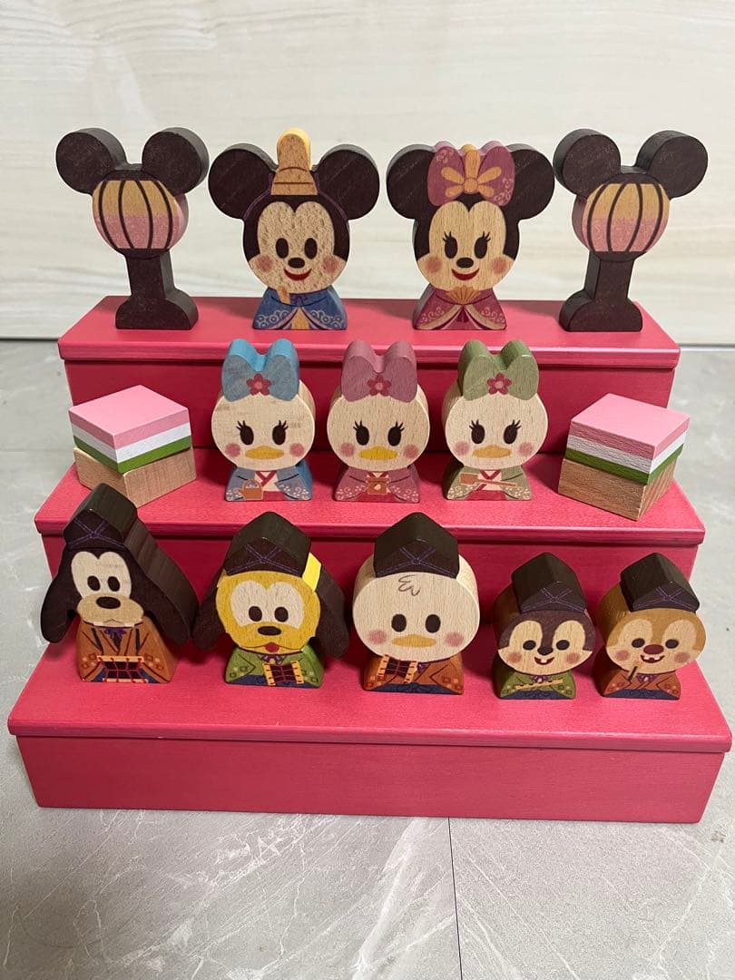 【美品】即購入◎KIDEA ミッキー ミニー 雛人形セット ケース付き 積み木