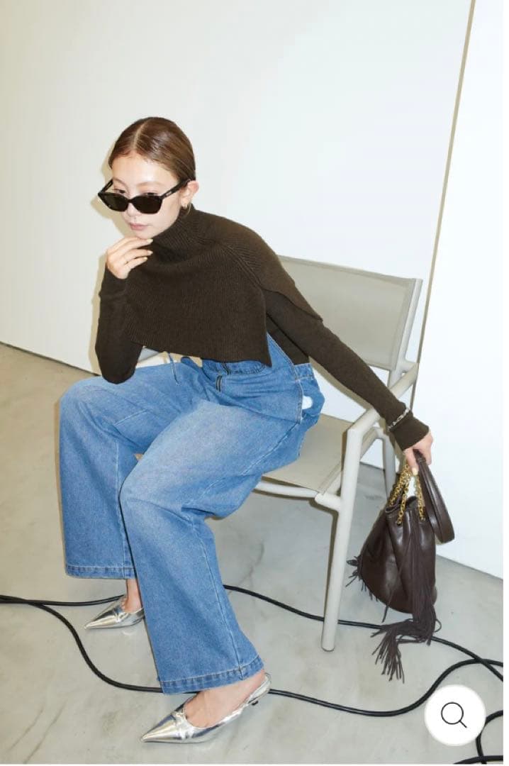 IAM ALPHA イアム ケープアンサンブルニット デニムサロペット セット