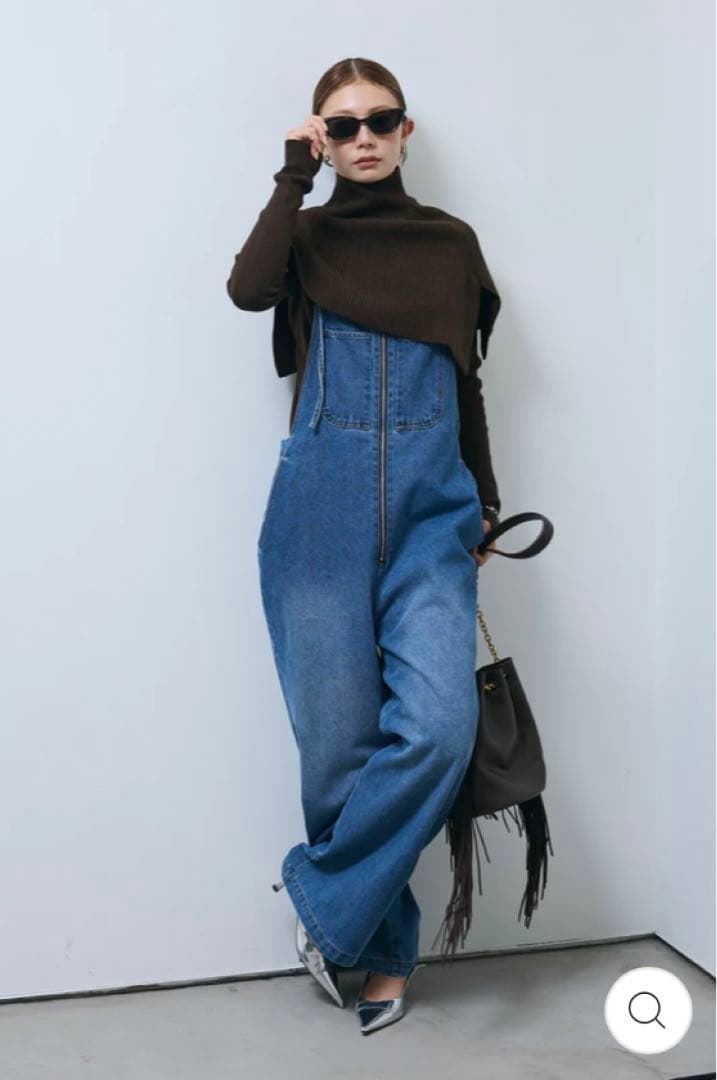 IAM ALPHA イアム ケープアンサンブルニット デニムサロペット セット