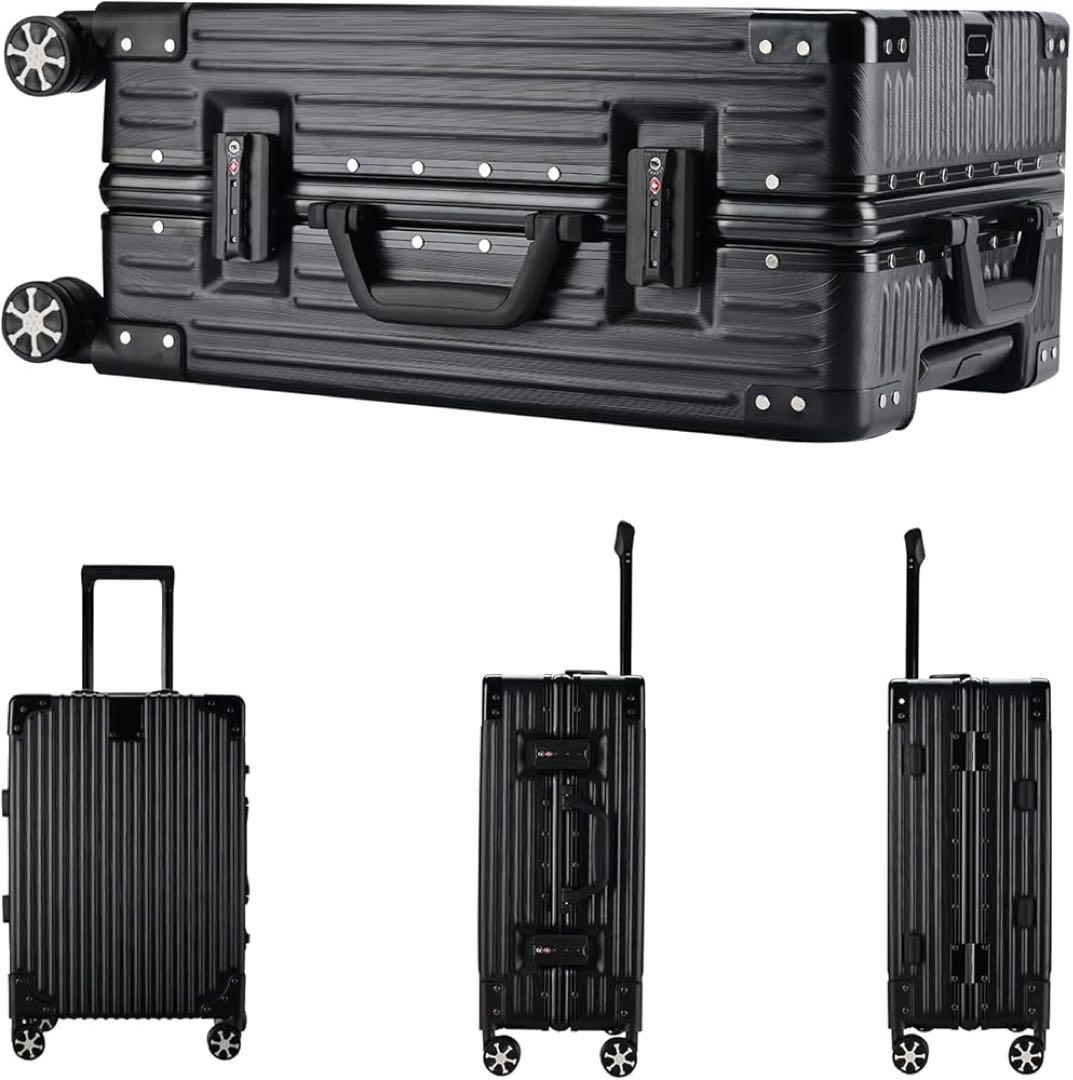 スーツケース アルミフレーム キャリーケース ブラック Mサイズ 4泊5 60L