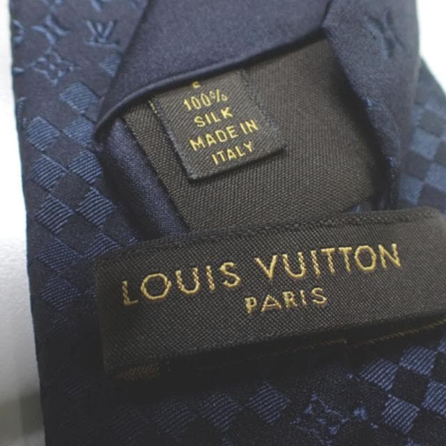 新品 ルイヴィトン ネクタイ SILK MONOGRAM DAMIER NAVY