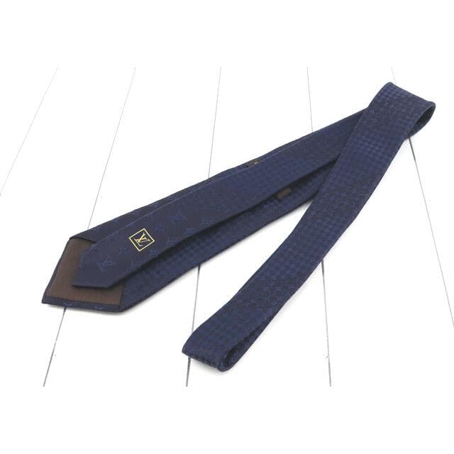 新品 ルイヴィトン ネクタイ SILK MONOGRAM DAMIER NAVY