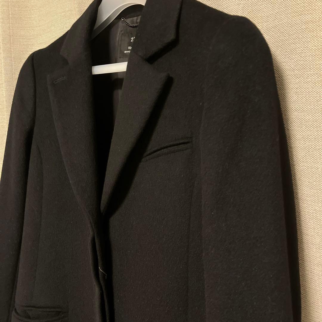 美品　23区　黒 チェスターコート　羊毛　アンゴラ