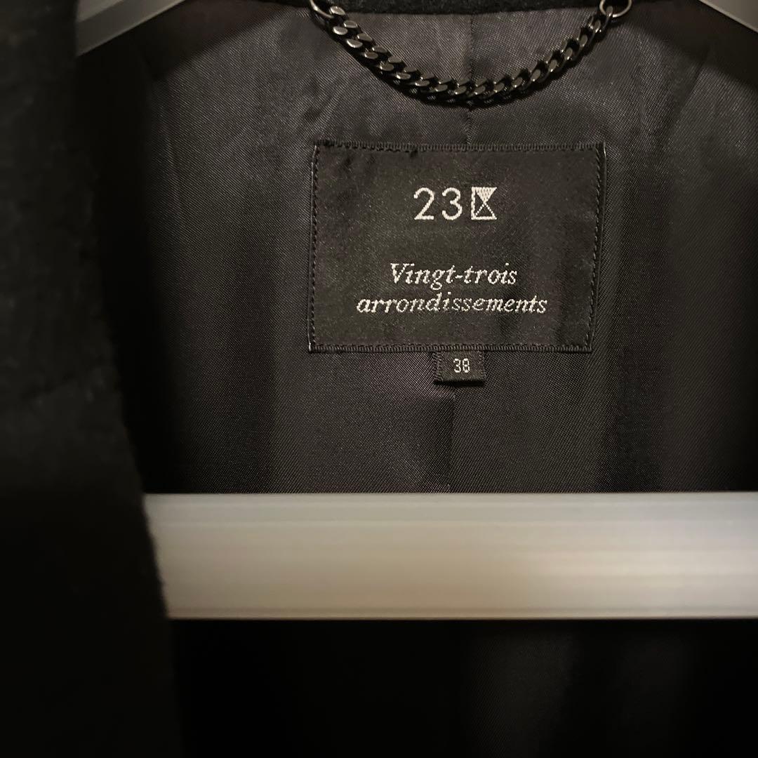 美品　23区　黒 チェスターコート　羊毛　アンゴラ