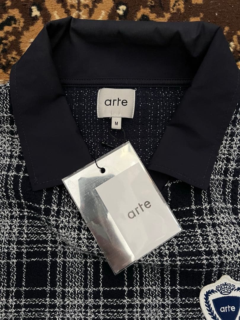 【arte 】アルテ チェック　ゲームシャツ　ポロシャツ ネイビー