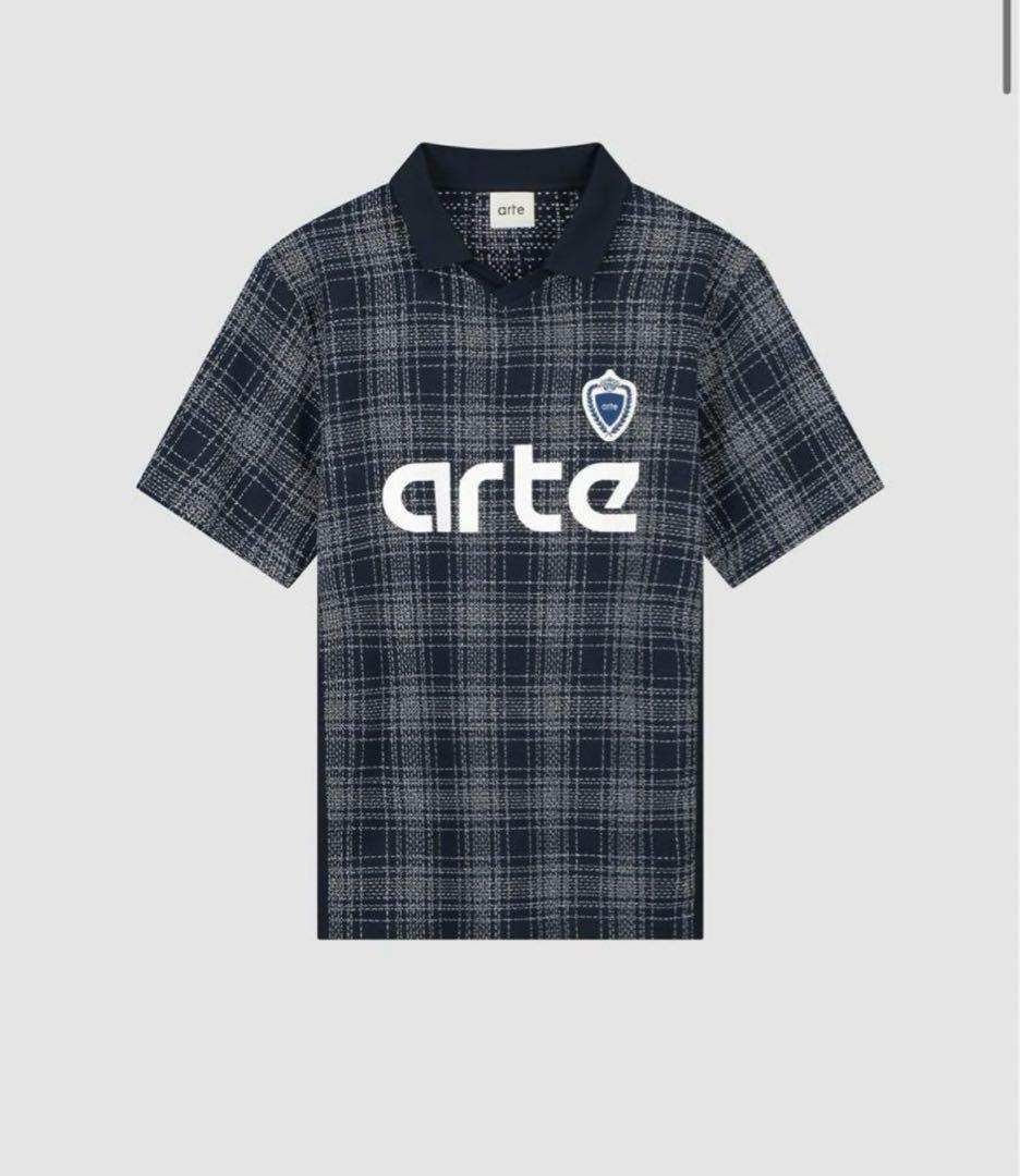 【arte 】アルテ チェック　ゲームシャツ　ポロシャツ ネイビー