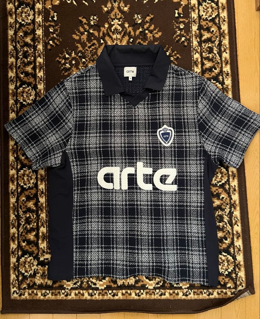 【arte 】アルテ チェック　ゲームシャツ　ポロシャツ ネイビー