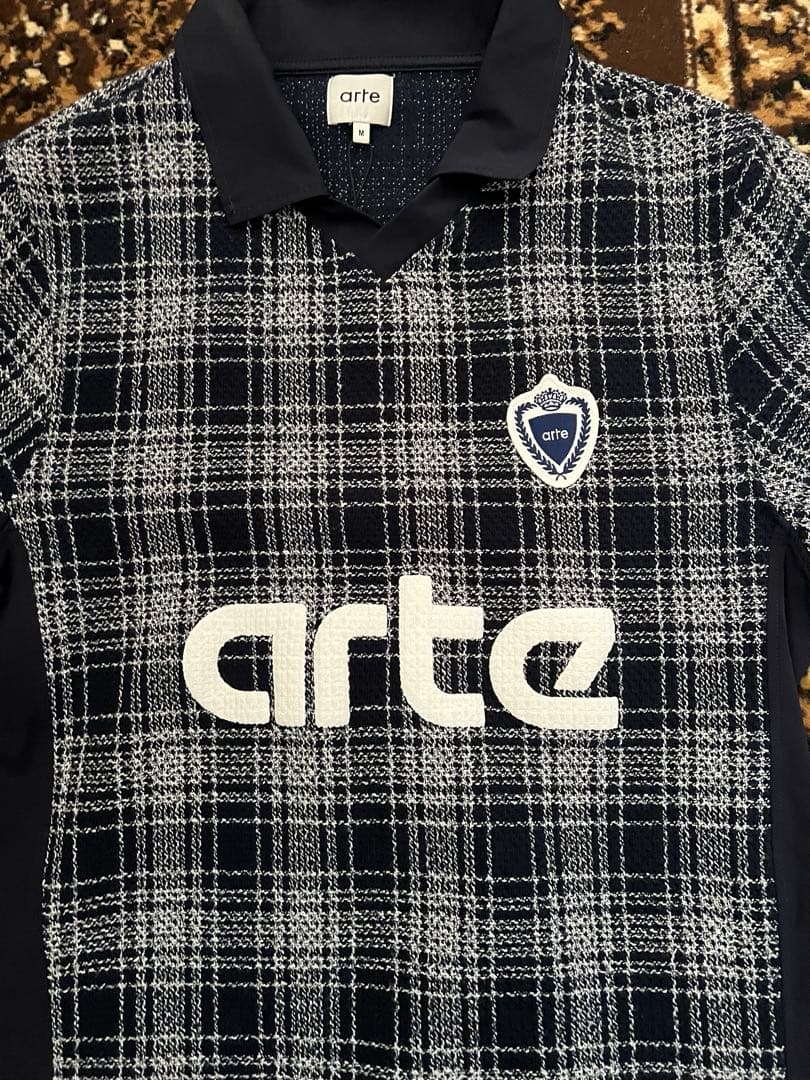 【arte 】アルテ チェック　ゲームシャツ　ポロシャツ ネイビー