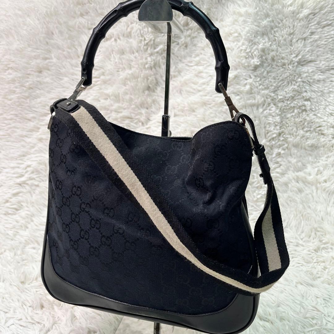 美品✨GUCCI ショルダーバッグ GG柄　シェリーライン バンブー 2way