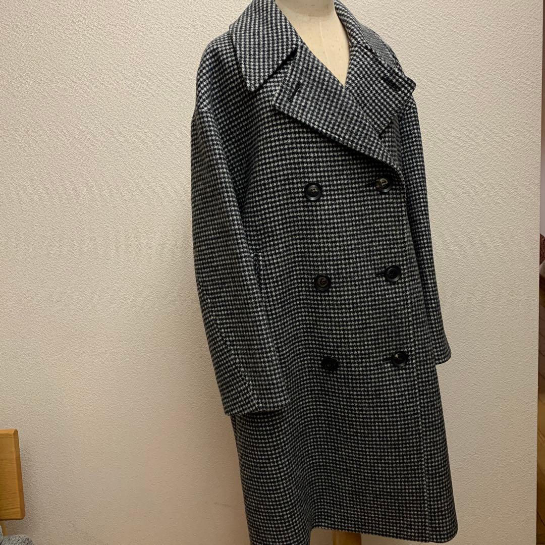 Plage プラージュ　チェック柄ダブルボタンロングコート　38サイズ