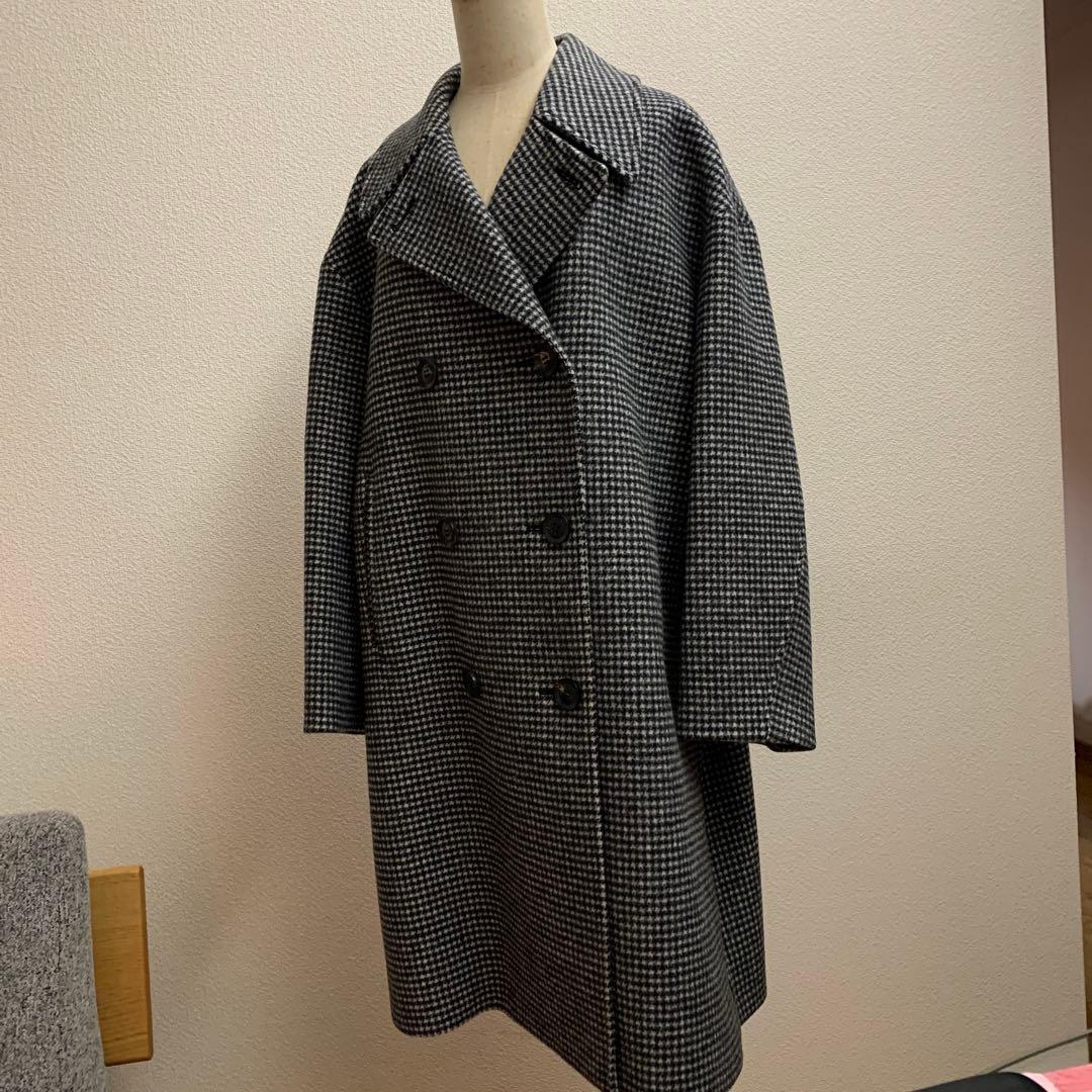 Plage プラージュ　チェック柄ダブルボタンロングコート　38サイズ