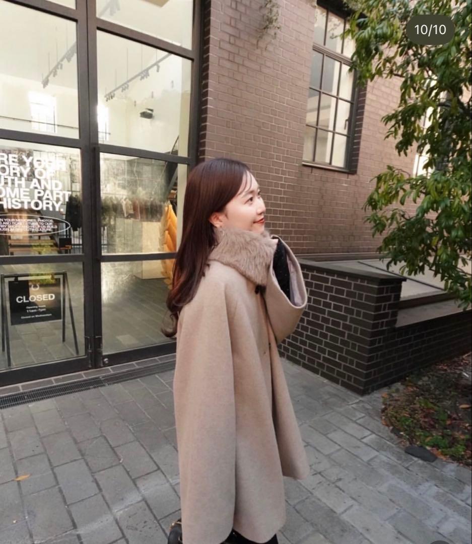 【suzu】美品Chicoファー取り外しケープコートmystic