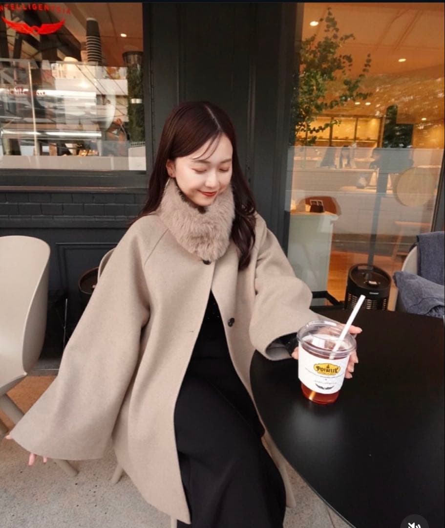 【suzu】美品Chicoファー取り外しケープコートmystic