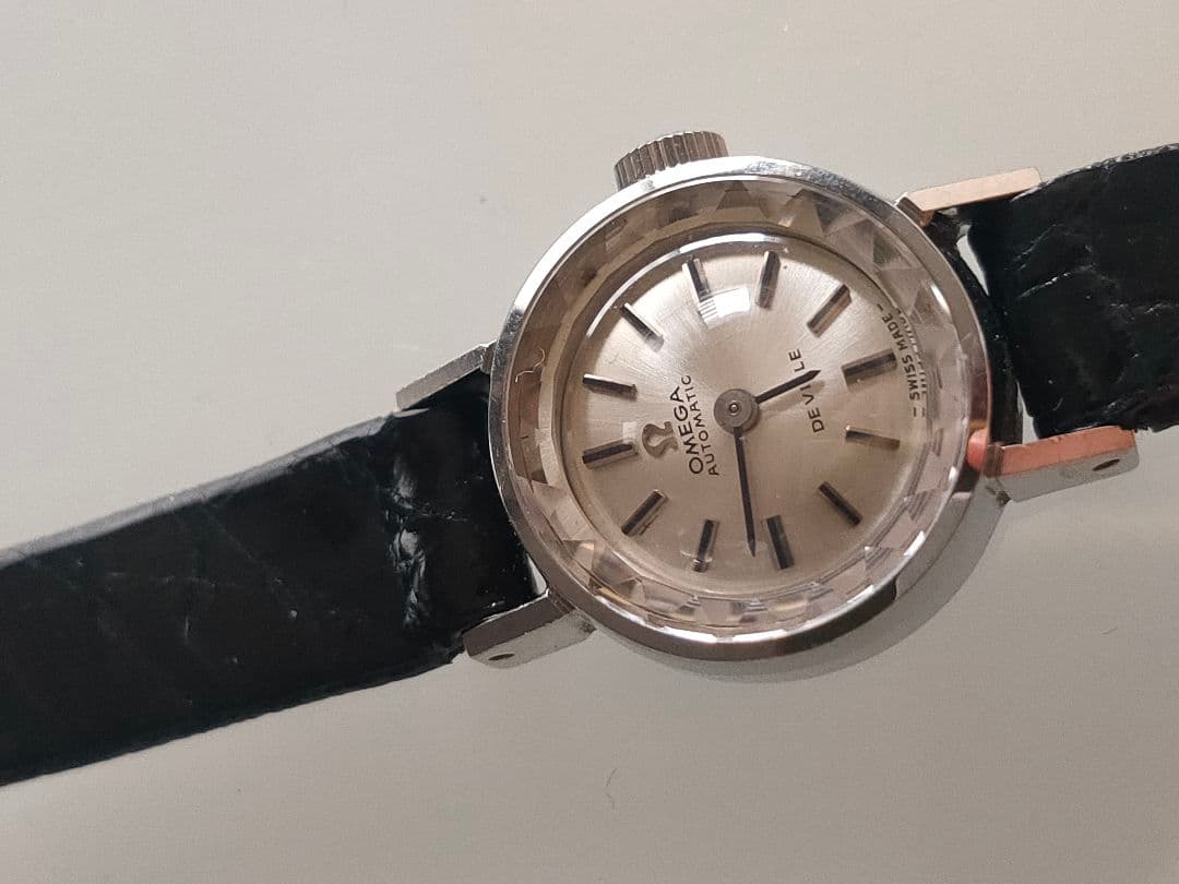 美品 オメガ デビル レディース 自動巻き カットガラス ヴィンテージ 稼働品