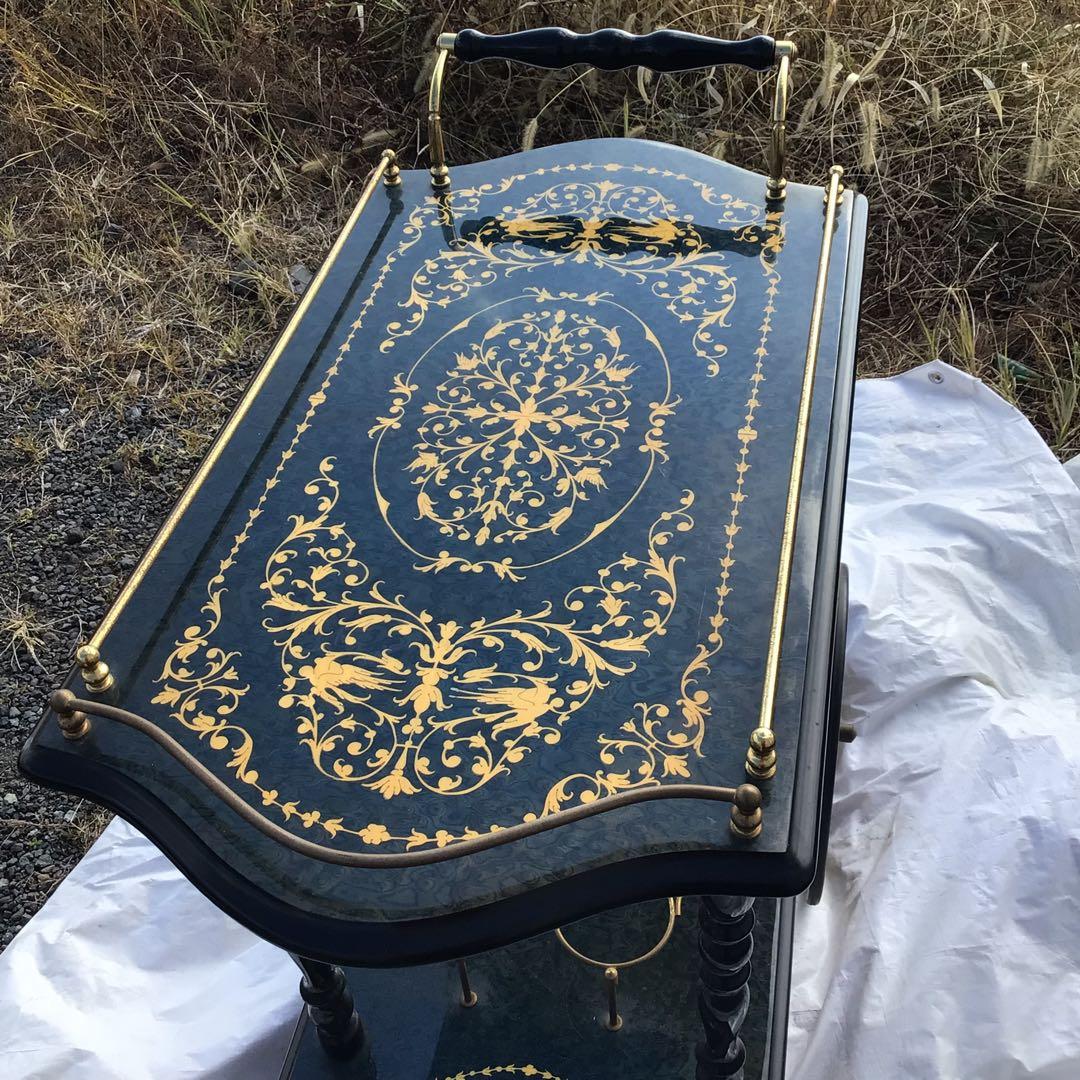 イタリア製 象嵌細工 キッチンワゴン キャスター付 キッチン収納　カート