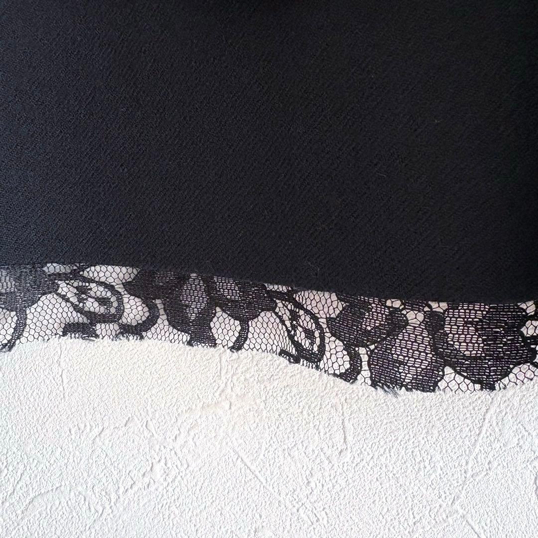 美品 トリココムデギャルソン 裏地総レース 丸襟 ウールジャケット ブラック S