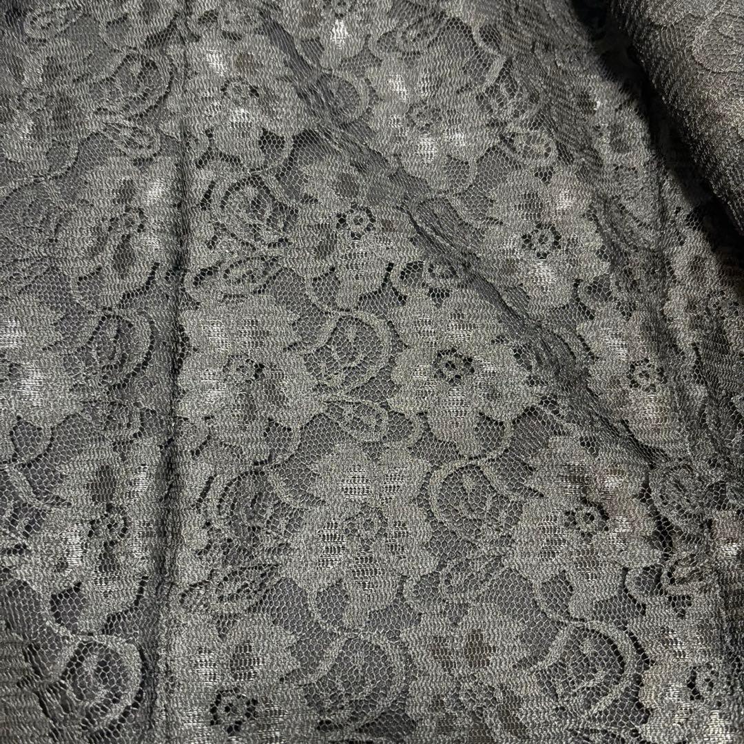 美品 トリココムデギャルソン 裏地総レース 丸襟 ウールジャケット ブラック S