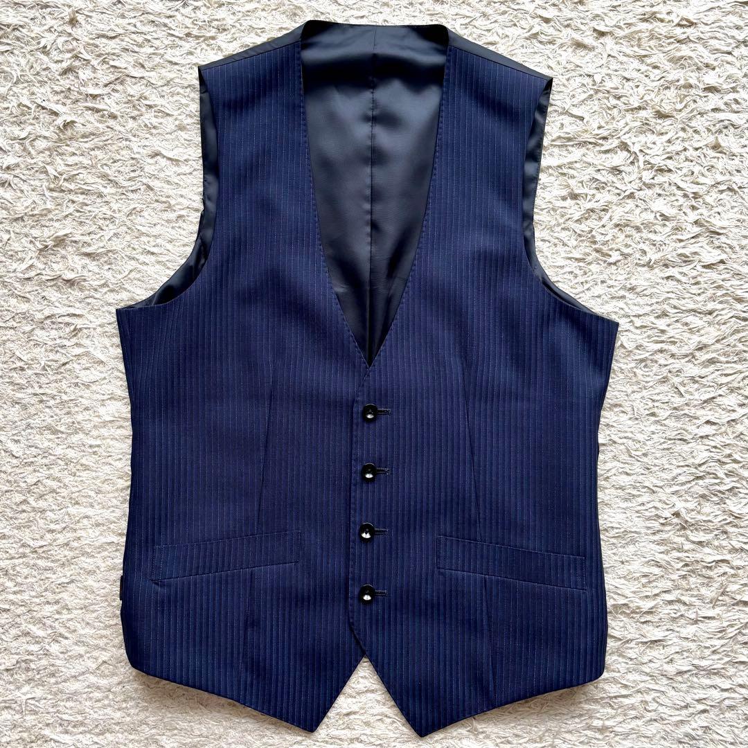 スーツセレクト セットアップ スーツ 2B 3ピース ネイビー ストライプ Y5