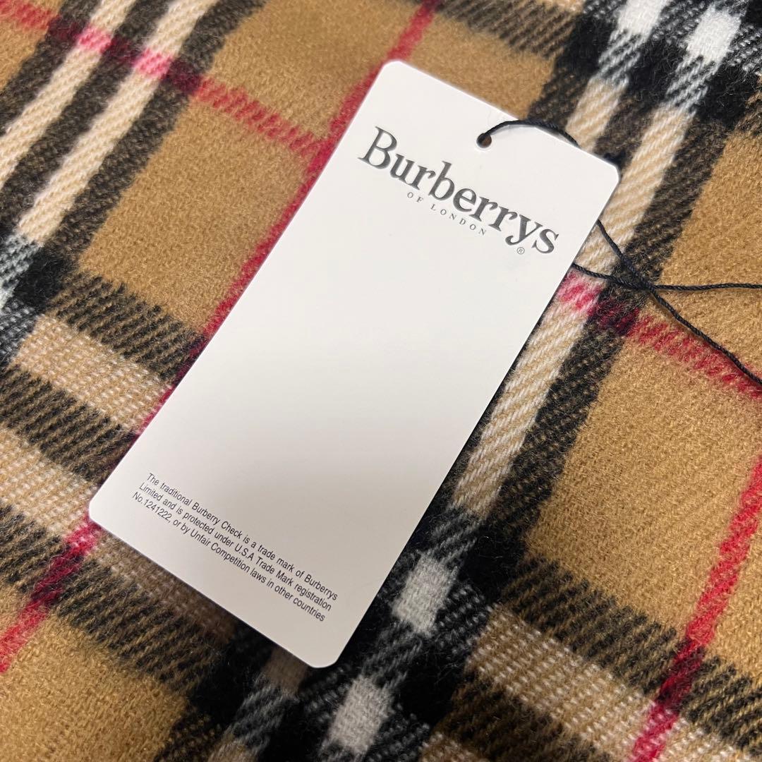 【タグ付未使用】バーバリー ノバチェック マフラー ラムウール 英国製 ベージュ
