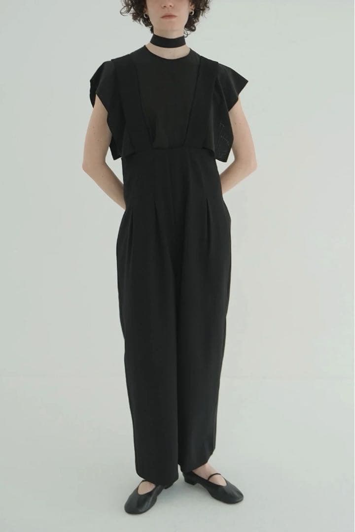 r　CLANE HIGH WAIST SUSPENDER PANTS