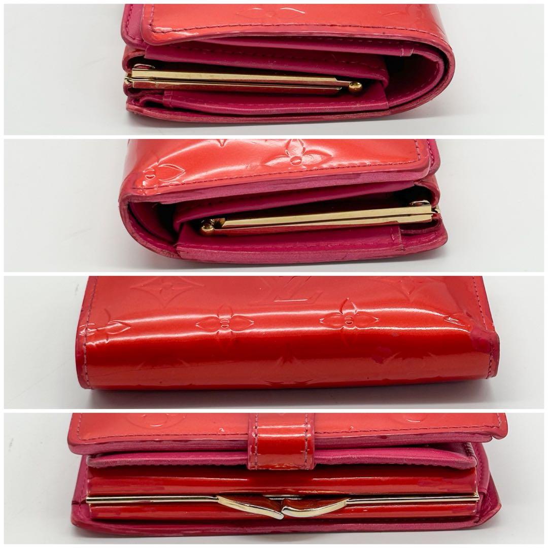 ルイヴィトン ポルトフォイユ ヴィエノワ ヴェルニ オレンジ がま口 二つ折り