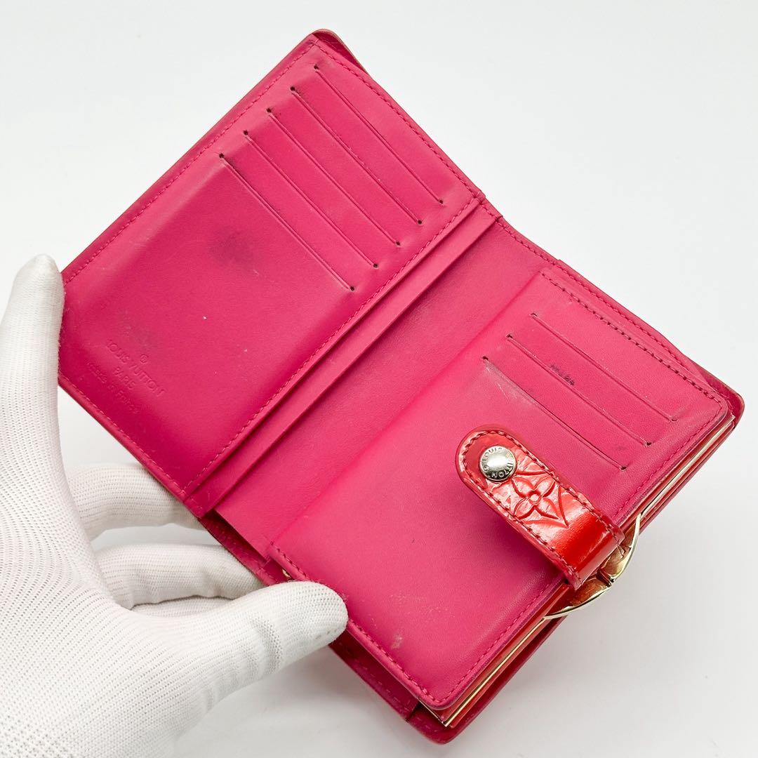 ルイヴィトン ポルトフォイユ ヴィエノワ ヴェルニ オレンジ がま口 二つ折り