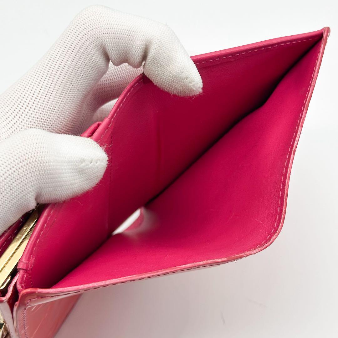 ルイヴィトン ポルトフォイユ ヴィエノワ ヴェルニ オレンジ がま口 二つ折り