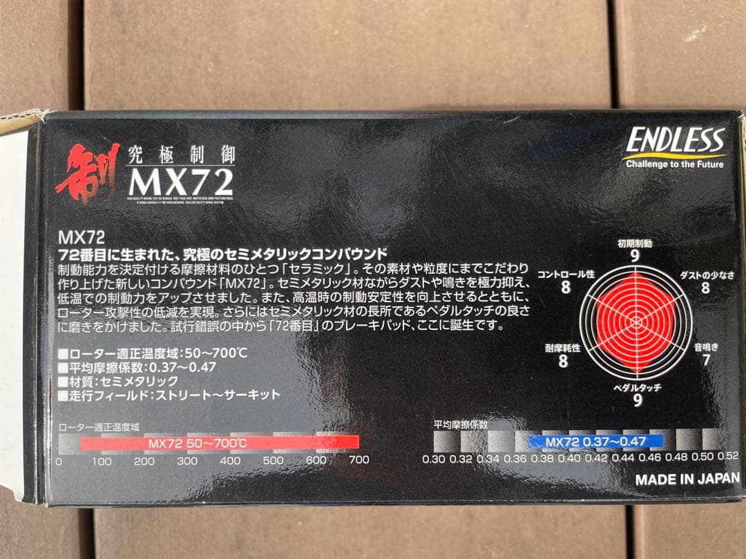 ENDLESS MX72 ブレーキパッド JIMNYジムニー　JB74 JB64