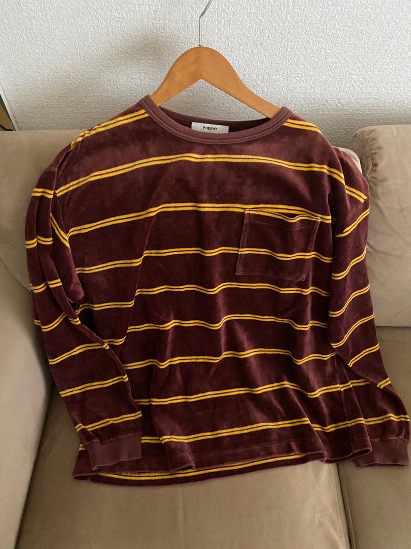 トップス PHEENY VELOURS BORDER L/S