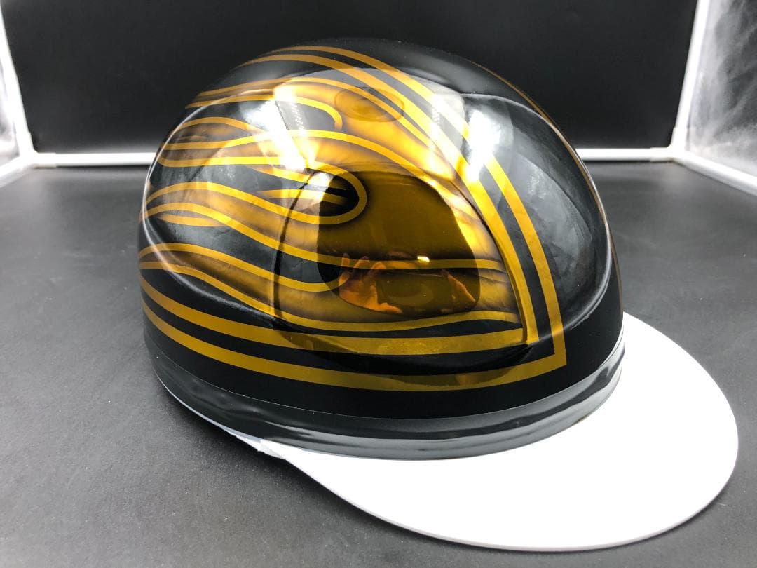 コルク半　カスタム　三つボタン　ファイヤーパターン　ブラックゴールドメッキ