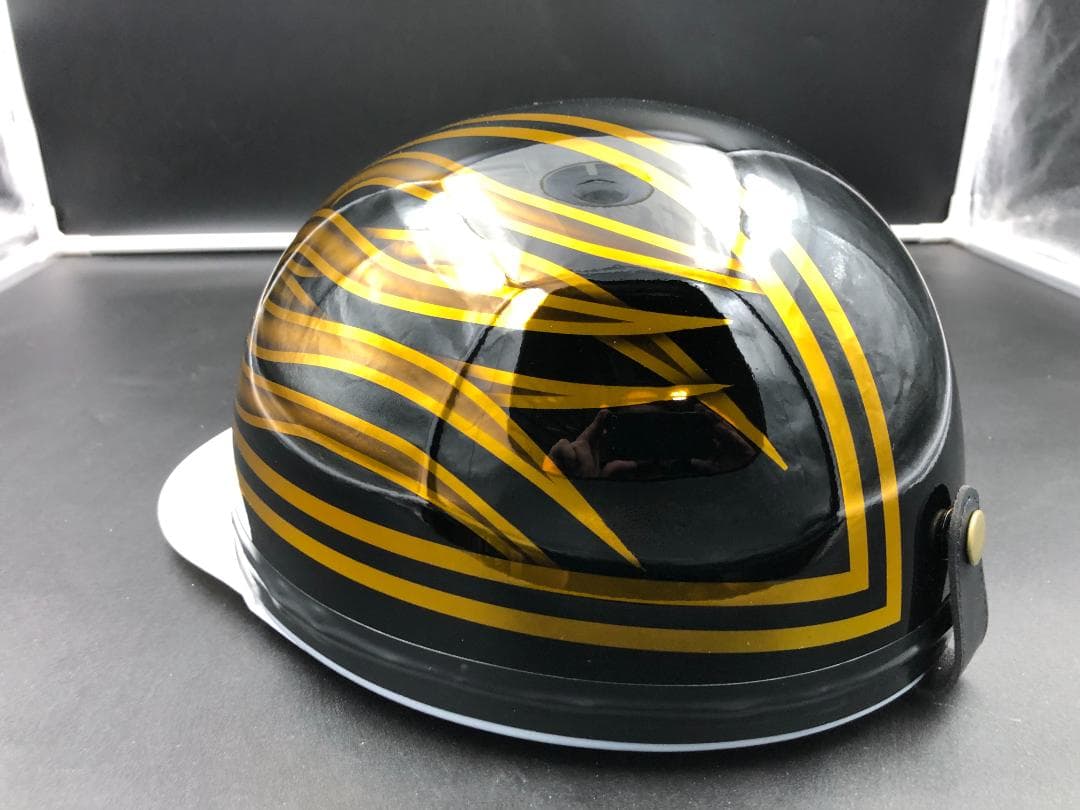 コルク半　カスタム　三つボタン　ファイヤーパターン　ブラックゴールドメッキ