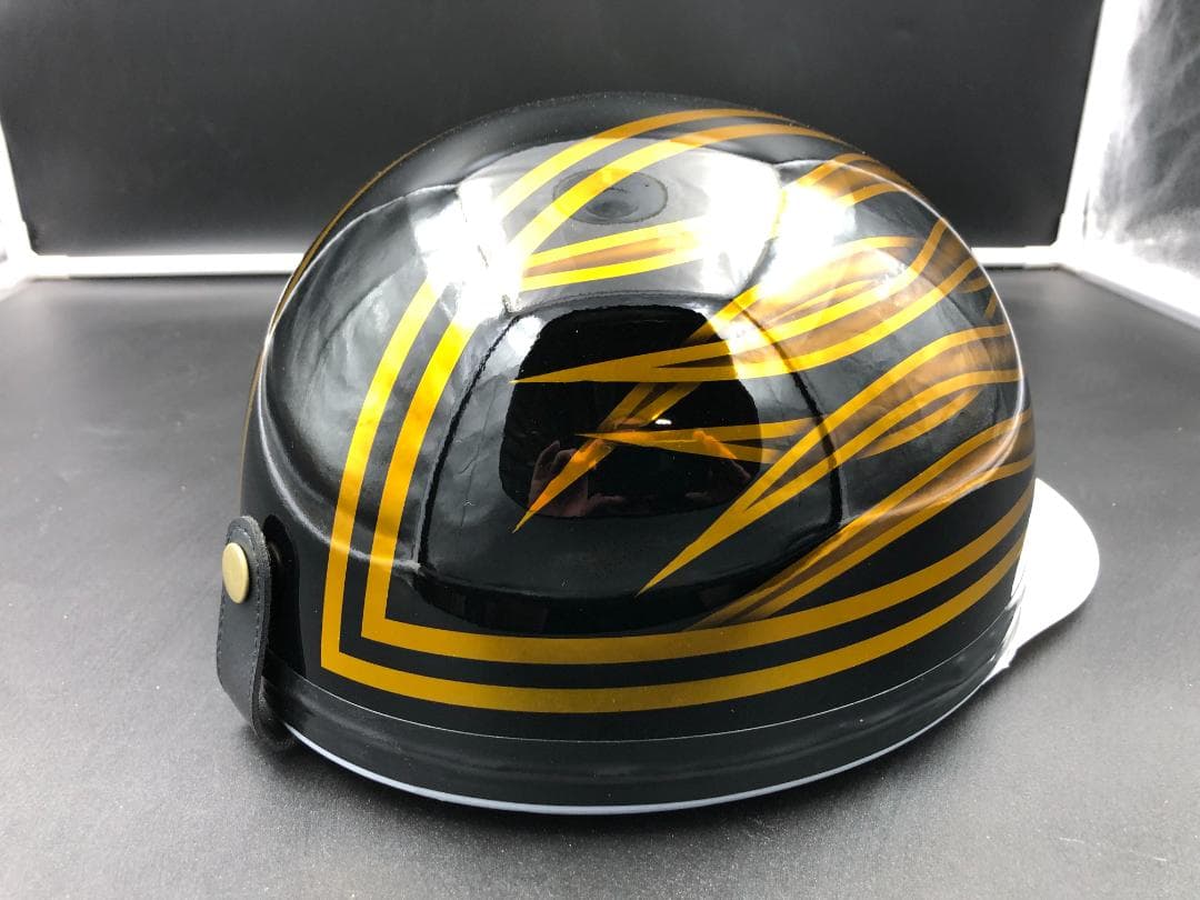 コルク半　カスタム　三つボタン　ファイヤーパターン　ブラックゴールドメッキ