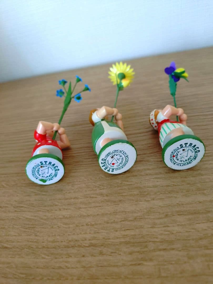 ドイツ木製人形3体セット ブルーメンキンダー春 フラワーチルドレン