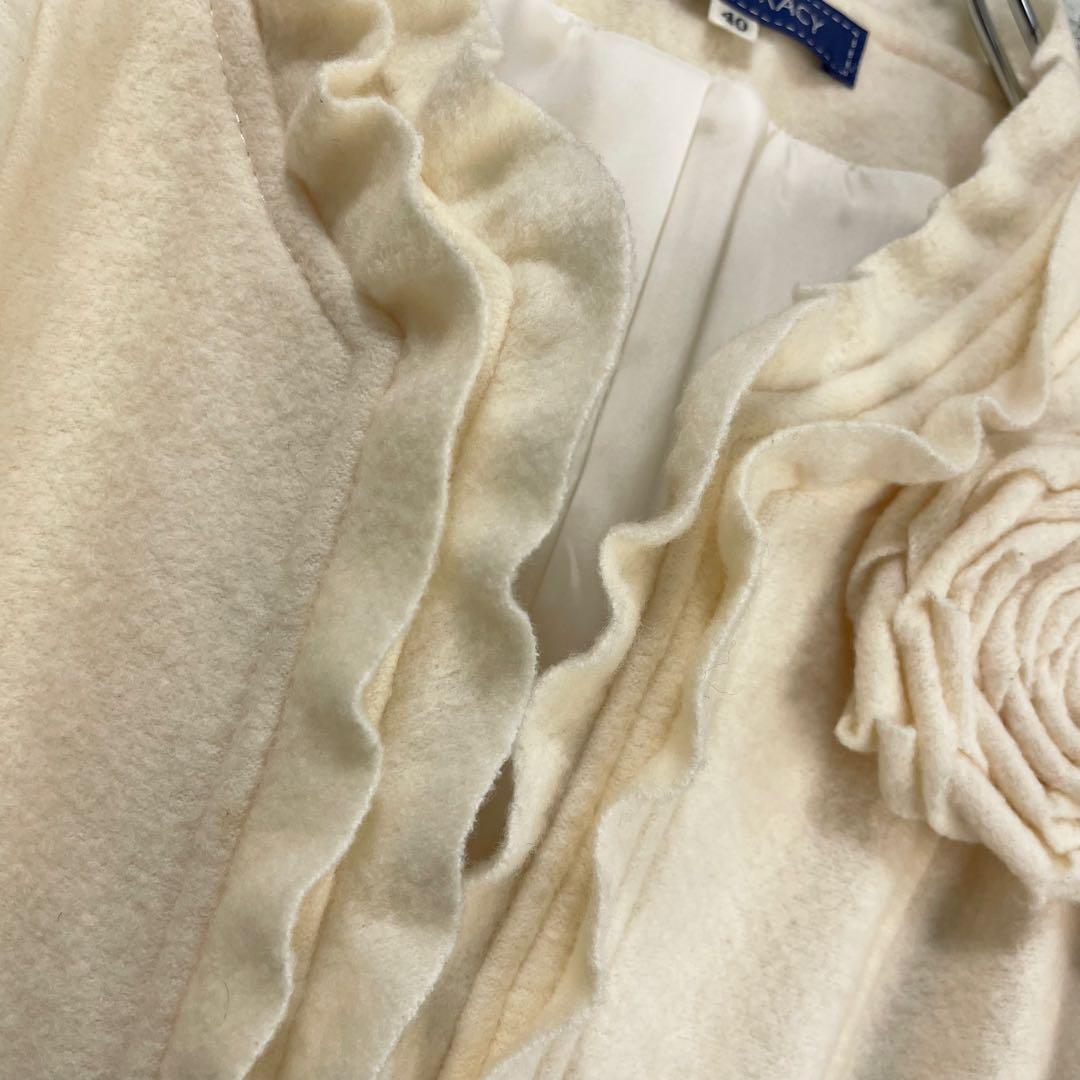 ☆高級☆エムズグレイシー　フェルトコサージュ付きウールジャケット　アイボリー